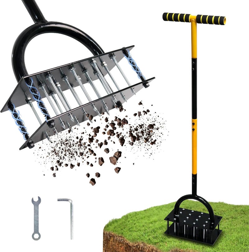 CENFORGE Store Manual Lawn Aerator - Metal Spike Soil Loosener with Spring-Loaded Base, Self-Cleaning Design for Healthier Grass, Yard & Garden Aeration Tool - Image 1
